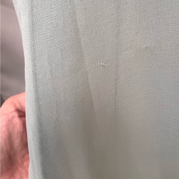 David’s Bridal Dusty Sage Long Chiffon Surplice Tank Dress - Picture 6 of 9